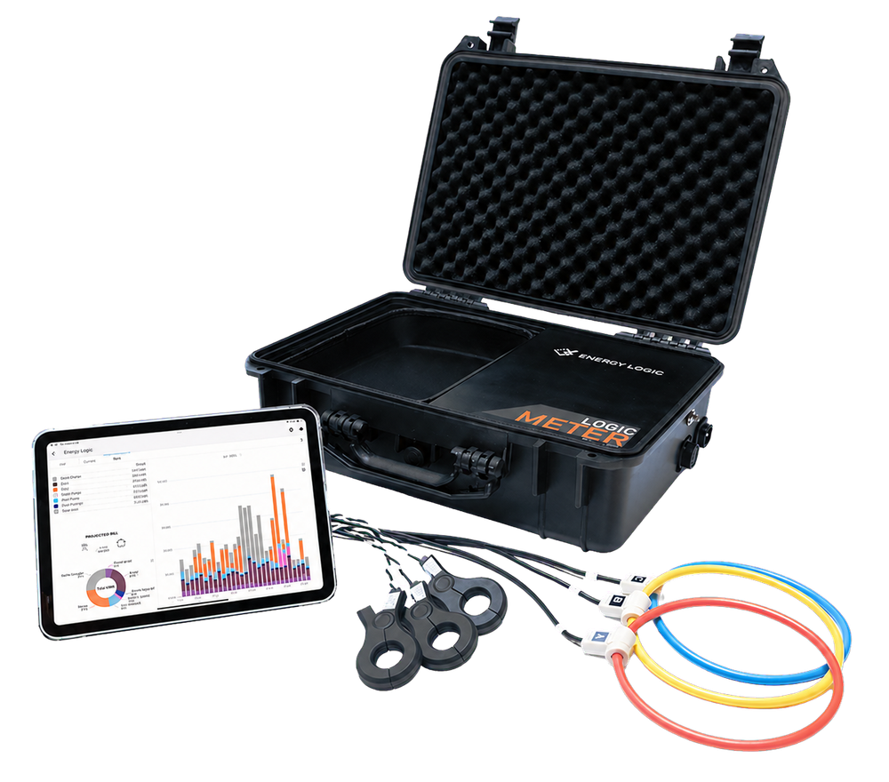 Open Logic Meter case with tablet and measurement accessories